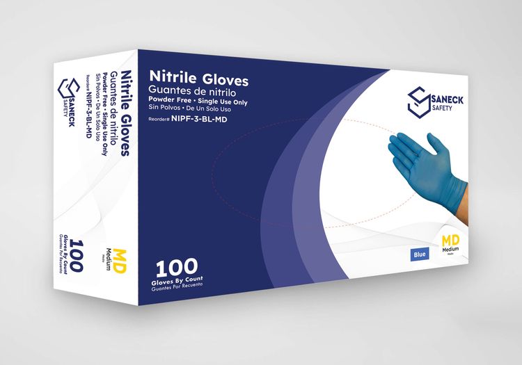 Blue Nitrile Powder Free 3.0 Mil Gloves
