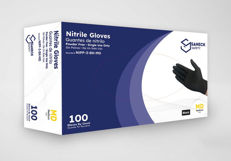 Black Nitrile Powder Free 3.0 Mil Gloves